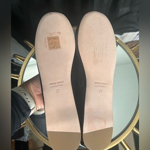 Miu Miu Lea Logo Leather Ballerina Flats - Picture 6 of 9
